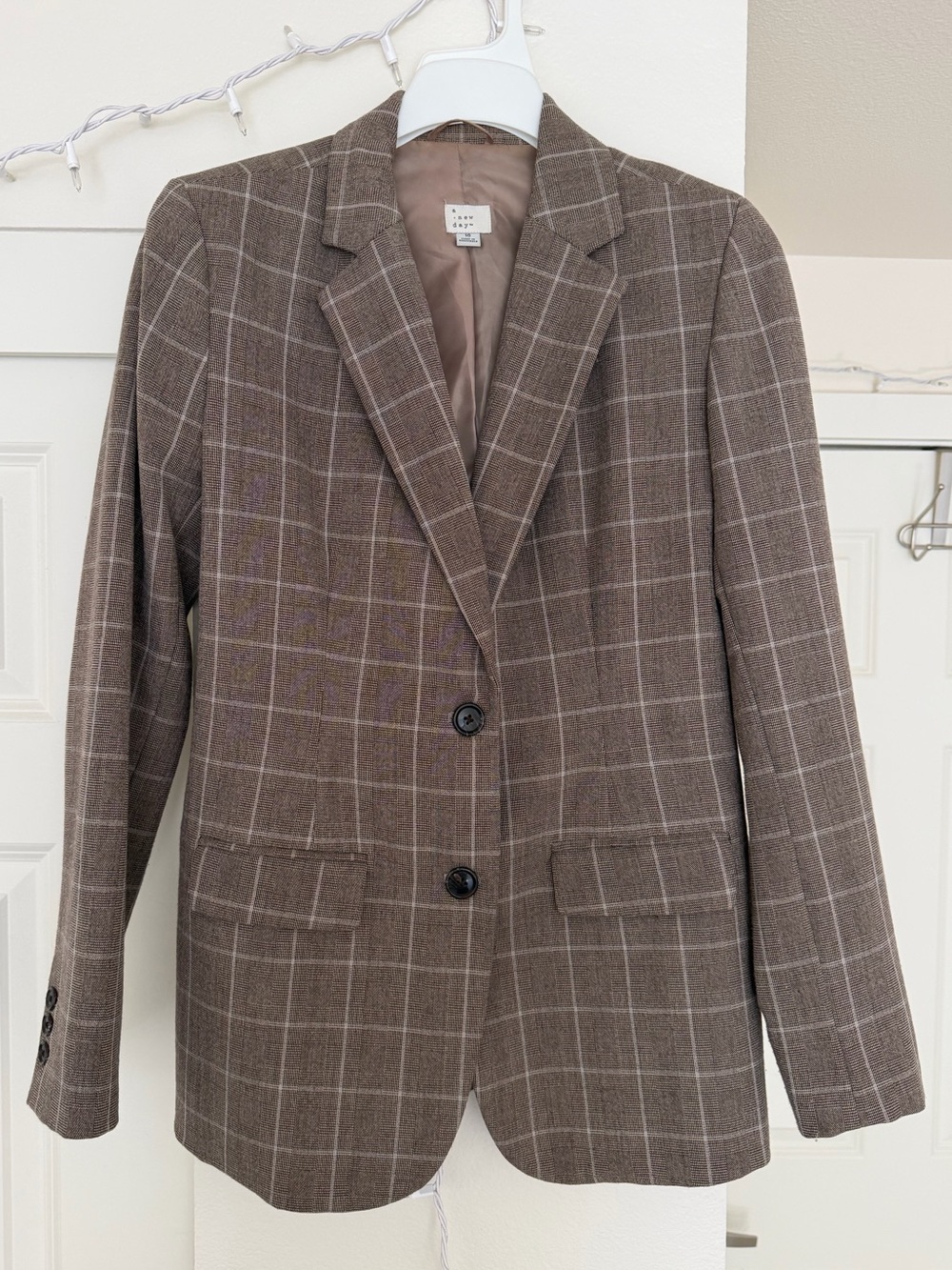 a new day Brown Windowpane Blazer